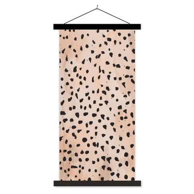 Produktbild von MuchoWow® Textilposter Polka dots - Schwarz - Marmor 40x80 cm mit schwarzem Rahmen - Wandemalerei