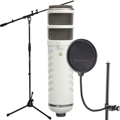 Produktbild von Rode Podcaster mit K&M 23956 Popschutz mit Ständer