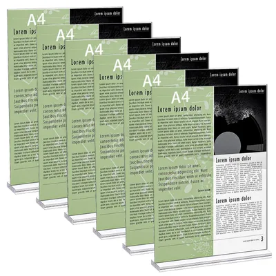 Productafbeelding van 6 stuks A4 tafelstandaard, acryl T-standaard voor prijskaarten