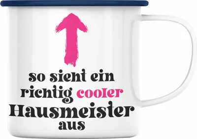 Produktbild von Trendation - Hausmeister Emaille Tasse Lustiges Geschenke Lustig Spruch Haustechniker (Blau)