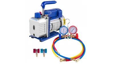 Produktbild von VEVOR 3CFM 1/4HP Kältemittel-Vakuumpumpen-Kit, 84 l/min, kältemittelgesteuerte Werkzeuge, HVAC, einstufige AC-Vakuumpumpe, A/C-Verteilermanometer-Set, Kältemittel (3CFM 1/4HP)