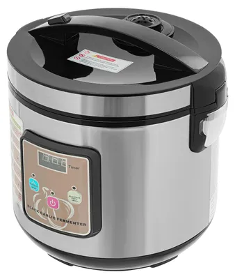 Immagine prodotto di Fermentatore per aglio - Macchina per la produzione di aglio nero - Capacità: 6 litri - Controllo automatico della temperatura: 50–85 °C - Riscaldamento 3D a 360° - Timer: 12–15 giorni - Acciaio inossidabile, colore argento