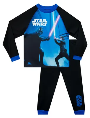 Produktbild von Star Wars Pyjamas | Langarm Luke Skywalker VS Darth Vader Schlafanzug Für Kinder | Blau | 152 | Offizielle Merchandising-Artikel