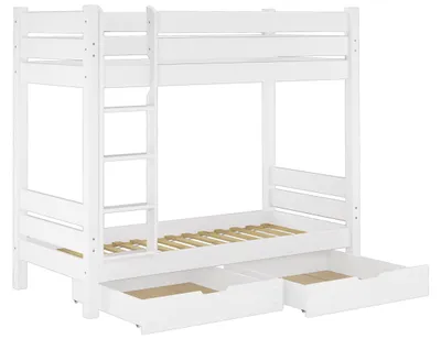 Produktbild von Etagenbett für Erwachsene weiß 100x200 Nische 100 teilbar Zubehör wählbar V-60.16-10WT100Rollrost und Doppelbettkasten inkl.