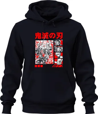 Obrázek produktu pro Kimetsu no Yaiba Demon Slayer Tanjiro Nezuko Inosuke Zenitsu uni mikina s kapucí, Navy, XXL