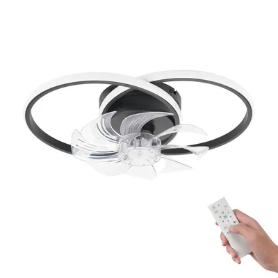 Produktbild von ZMH LED Deckenventilator Mit Beleuchtung 36W Schwarz Leise Deckenlampe Mit Ventilator Und Fernbedienung 3 Farbtemperatur 6-Gang Wohnzimmer Deckenventilatoren Mit Licht für Schlafzimmer Küche