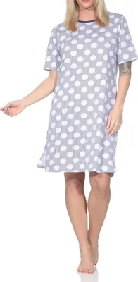 Zdjęcie produktu dla Normann damska koszula nocna z krótkim rękawem w kropki - również w rozmiarach plus size;navy.48