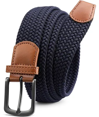Immagine prodotto di Cintura elastica da uomo, tessuto, 35 mm, cintura intrecciata, blu, lunghezza 115-120 cm
