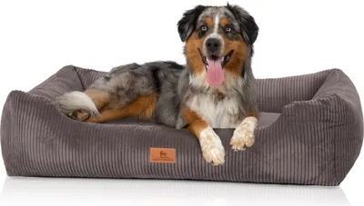 Produktbild von Knuffelwuff Hundebett aus Cord mit Handwebcharakter Olivia XXL 120 x 85cm Braungrau