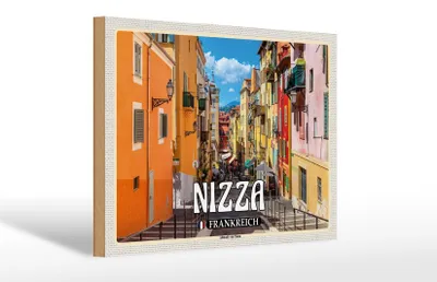 Produktbild von Holzschild Reise 30x20cm Nizza Frankreich Altstadt von Nizza