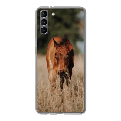 Produktbild von MuchoWow® Handyhülle Schutzhülle Hülle für Samsung Galaxy S21 Plus Pferd - Sonne - Landschaft Silikon Softcase Handy Hülle - Handy-Tasche
