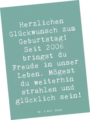 Produktbild von Mr. & Mrs. Panda Postkarte Spruch 2006 Geburtstag - Meeresbrise - Geschenk, Ansichtskarten, Geboren am, bildkarte, Persönliche Geburtstagsgeschenke, liebevoll, Postkarten