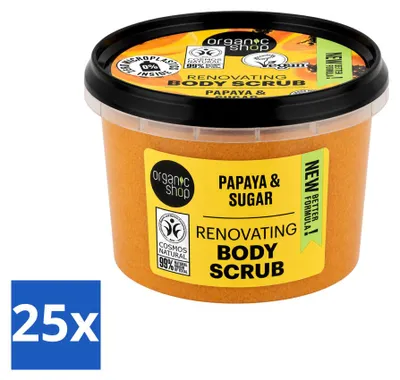 Produktbild von 25 x Organic Shop Body Scrub Papaya - Exfolierend und Feuchtigkeitsspendend - 250 ml - Vorteilspackung - 25 Stücke