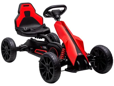 Zdjęcie produktu dla HOMCOM Gokart, pojazd dla dzieci z regulowanym siedziskiem, pojazd na pedały, czerwony