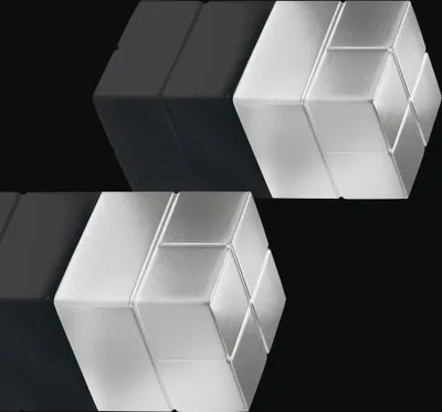 Produktbild von SIGEL BA706 SuperDym-Magnete C20 "Super-Strong" - bis zu 23 Bl. (A4, 80g/m?) - Cube-Design - 20x20 mm - silber - 2 Stück