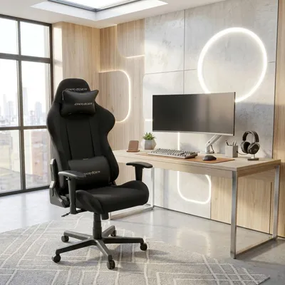 Produktbild von DX Racer Formula LFD01 NN Chefsessel, Schwarz Fleece, Wasserabweisender Stoff, 135° Wippfunktion