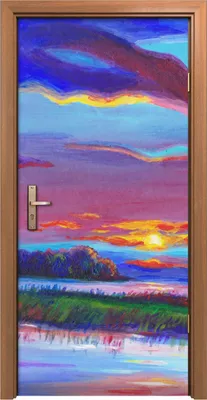 Produktbild von Türposter 90x200 cm Türaufkleber Türtapete Türfolie Klebefolie Fantasie Landschaft bunte Malerei