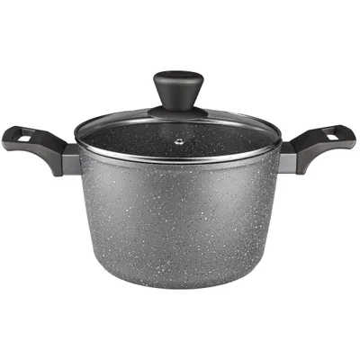 Produktbild von AMBITION Topf Aluminium Kochtopf Suppentopf mit Glasdeckel Grau SILVERSTONE 3,6L