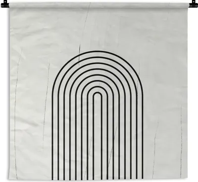 Produktbild von MuchoWow® Wandteppich Wandbehang Linien - Schwarz - Weiß - Abstrakt 90x90 cm Tapisserie Dekoration Wandtuch - Wandaufhänger