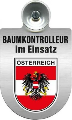 Produktbild von Einsatzschild mit Saugnapf - Baumkontrolleur im Einsatz - 393806 incl. Regionenwappen nach Wahl Color - Region Österreich