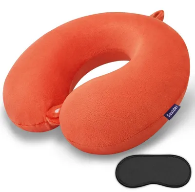 Productafbeelding van Reiskussen, neksteun, traagschuim, oranje, U-vormig, 30x30x10 cm
