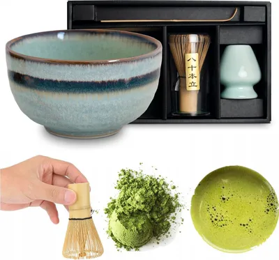 Produktbild von Matcha Set 4 tlg. Original japanische Matcha Schale mit Besen & Löffel
