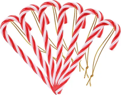 Produktbild von 10 x Zuckerstangen Weihnachtsbaumschmuck Baumbehang Weihnachtsbaum Dekoration Anh?nger mit Kordel Rot und Wei?