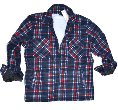Produktbild von Herren Holzfäller Hemd Kariert Thermo Gefüttert Jacke Flanell Fleece 2023/24 Rot-Blau L