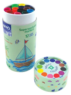 Produktbild von Harlekijn Filzstifte Set 12 superwaschbare Farben in Kartonröhre