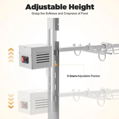 Image de Broche rotisserie électrique - 20W - Acier inoxydable - Réglable - Accessoire pour barbecue