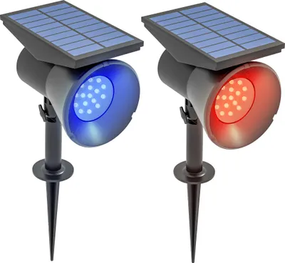Produktbild von Outsunny Solarleuchten, 2 Stück Solarlampen, Solar Gartenleuchte mit 2 Lichtfarben, Boden-/Wandmontage, IP54 Wasserdicht für Balkon, Terrasse, Schwarz