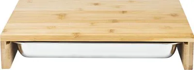 Image de Planche à découper en bambou Planche en bois avec bol en acier inoxydable L38xP27xH7cm