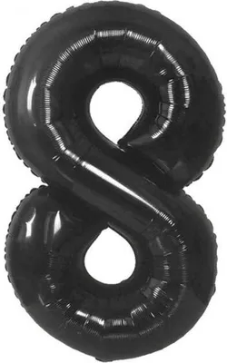 Obrázok produktu pre Fóliový balón, číslo 8, matná čierna, 85 cm