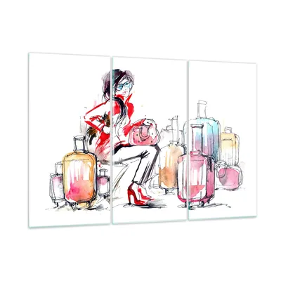 Produktbild von Bilder auf glas - Frau Taschen Reisen Tourismus - 105x70cm - Glasbilder - Wandbilder - Kunstdruck - zum Aufhängen bereit - Wanddekoration aus Glas - Glas Bilder - Wandbild auf Glas - GCE105x70-3014