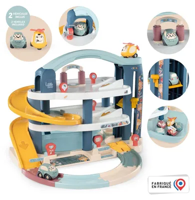 Productafbeelding van Little Smoby 1st Age Garage - 3 levels - Includes: 1 car. 1 helicopter. 4 tracks