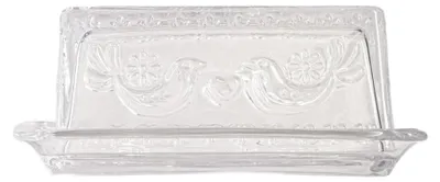 Produktbild von HOMLA CRESTON Glasbutterdose mit Vogelmotiv 17,5x7 cm