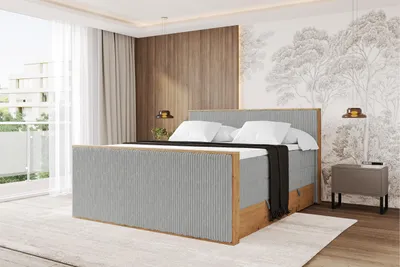 Produktbild von ALTDECOR BOXSPRINGBETT mit 2xBettkasten und Lattenrost, Topper, Boxbett, Polsterbett mit Bettkasten mit Stauraum und Kopfteil mit Matratze H3/H4 - LOLLI9-Z-KING 200x200 Grau