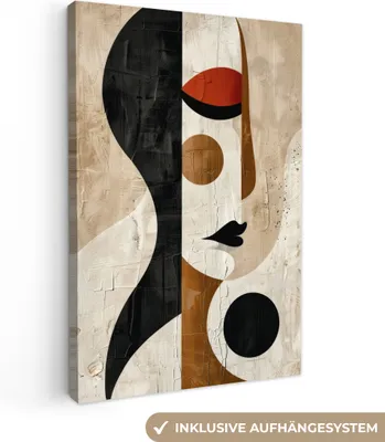 Produktbild von MuchoWow® - Leinwandbilder - Gesicht - Abstrakt - Kunst - Formen, Wandbild, Wanddeko Bilder Wohnzimmer, 60x90 cm