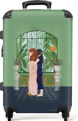 Produktbild von NoBoringSuitcases.com® Großer Koffer - Frauen - Abstrakt - Löwe - Blumen - Dschungel - Kombinationsschloss TSA - Hartschalen Trolley 4 Rollen - 72 liter - Reisekoffer - 66 cmKoffer Mittelgroß 67x43x25 cm, 72L,