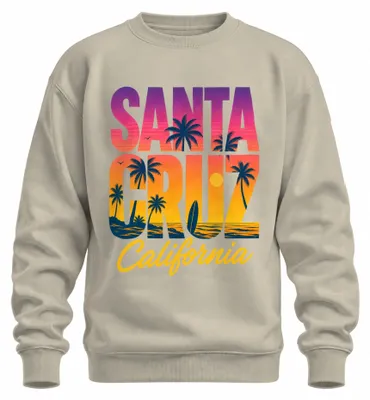 Productafbeelding van Santa Cruz, Californië: Surfen, strand, palmen, vakantie, zee, golven, sweatshirt, trui, natuur, XXL