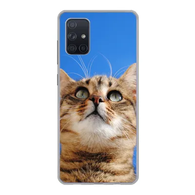 Produktbild von MuchoWow® Handyhülle Schutzhülle Hülle für Samsung Galaxy A51 5G Katze - Braun - Luft - Mädchen - Jungen - Kinder Silikon Softcase Handy Hülle - Abbildung