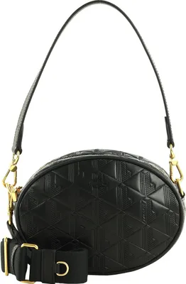 Produktbild von LACOSTE Leder Umhängetasche Schultertasche Maheki Oval Shoulder Bag Noir schwarz