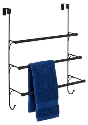 Image de Porte-serviettes de porte, noir, 49 x 17 x 63 cm
