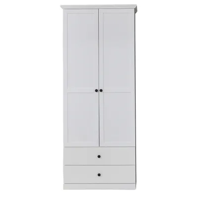 Image de BrandsonBaxter Armoire 2 portes, 2 tiroirs, blanc.