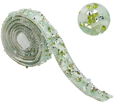 Produktbild von Selbstklebendes Strassband - 1 Yard Länge - DIY Dekoration für Kleidung und Accessoires - Grün
