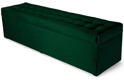 Obrázok produktu pre MG Design, zelený taburet s úložným priestorom, 45x160 cm - úložný priestor 190 litrov, nosnosť do 300 kg, pripravený na okamžité použitie, ľahko udržiavateľný, vhodný do obývačky a predsiene