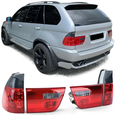 Immagine prodotto di Fari posteriori (kit) rossi e neri, effetto "smoke", per BMW X5 E53, dal 1999 al 2003