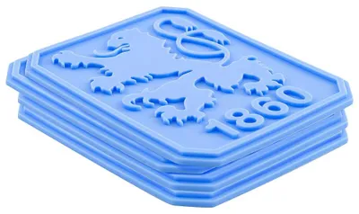 Silikon-Untersetzer Emblem-Set, 4 Stück, rund, blau