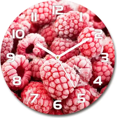 Produktbild von Wanduhr aus Glas 30fi Glasbild Glasuhr Gehärtetes Glas - weisse-zeiger - Frozen raspberries