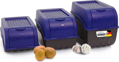 Produktbild von Novaliv Gemüsebox Set marineblau Kartoffel Aufbewahrungsbox Vorratsdoseset Zwiebeltopf Knoblauchbox Obsttopf